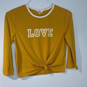 Stella Tweed Mustard Cropped Long Sleeve T-Shirt